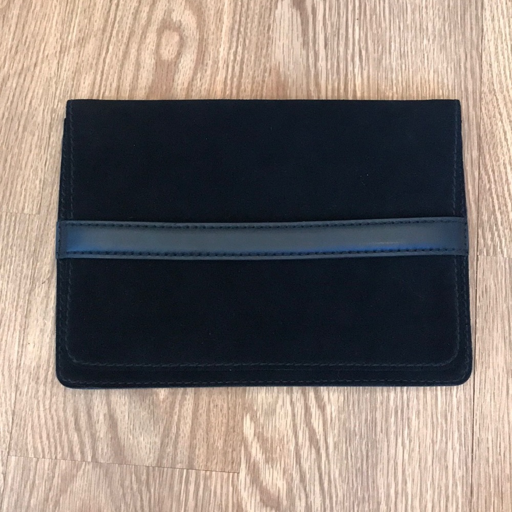 Madewell black suede and leather clutch